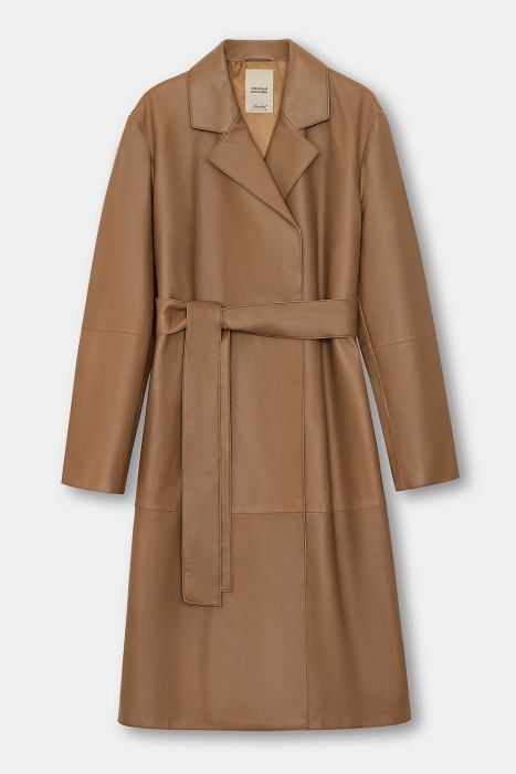 плащ из гладкой натуральной кожи из россии вид сбоку