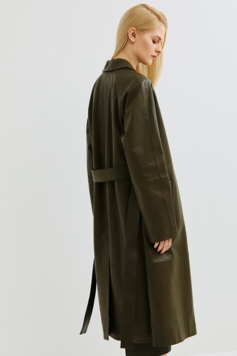 плащ из натуральной кожи из россии вид сбоку