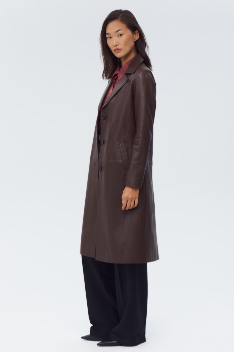 плащ из натуральной кожи из россии вид сбоку