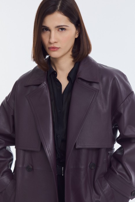 плащ из натуральной кожи из россии вид сбоку