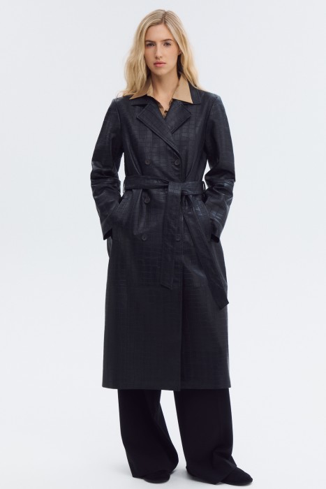 плащ из натуральной кожи от бренда снежная королева вид слева