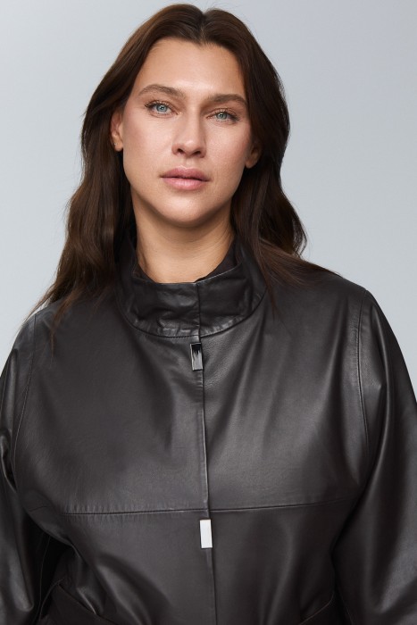 плащ из натуральной кожи из россии вид сбоку