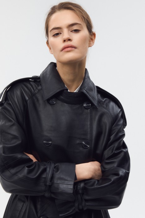 плащ из натуральной кожи из россии вид сбоку