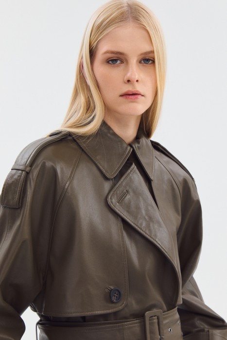 плащ из натуральной кожи из россии вид сбоку