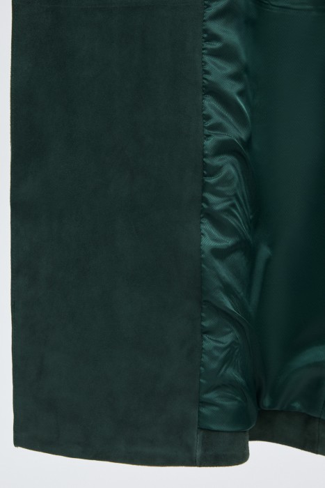 плащ из натуральной замши от бренда снежная королева вид слева