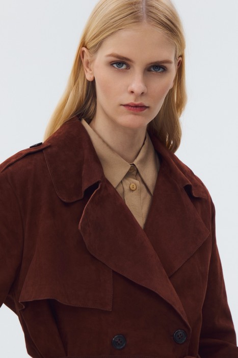 плащ из натуральной замши из россии вид сбоку