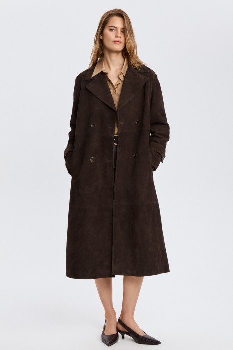 плащ из натуральной замши 818907003 фотография
