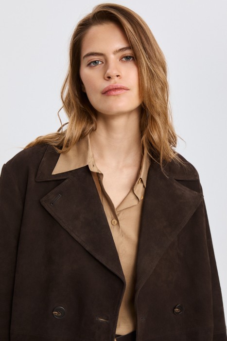 плащ из натуральной замши из россии вид сбоку