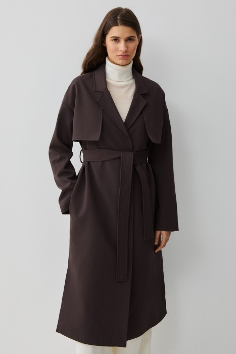 плащ с поясом от бренда снежная королева вид слева