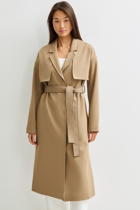 плащ с поясом от бренда снежная королева вид слева