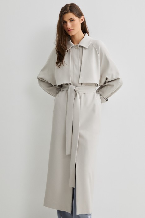 плащ с поясом от бренда снежная королева вид слева