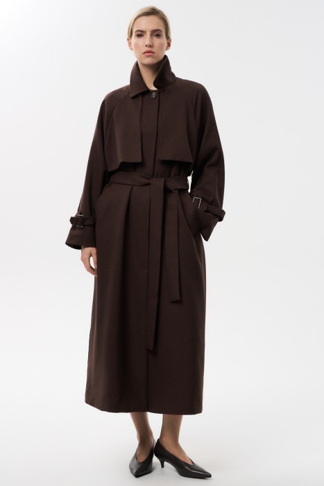 плащ с поясом от бренда снежная королева вид слева