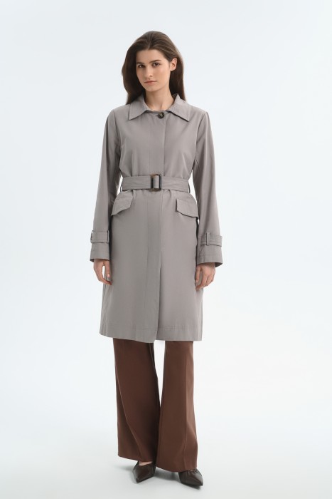 плащ с текстильным ремнем 753461003 фотография