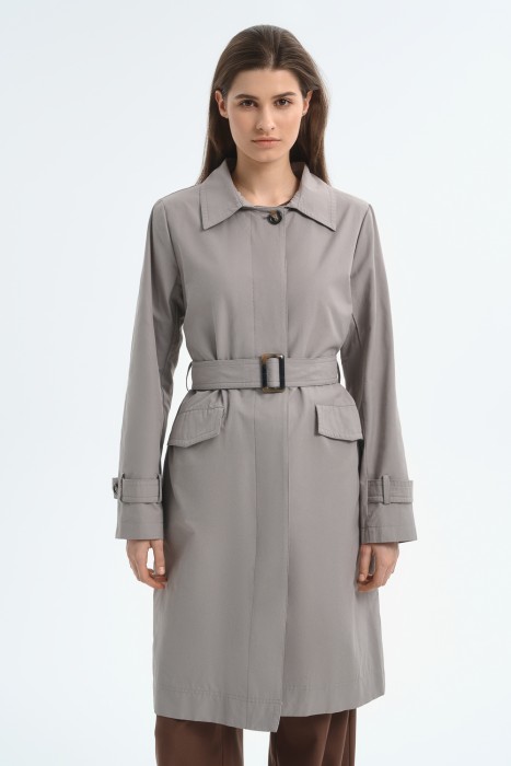 плащ с текстильным ремнем от бренда снежная королева вид слева