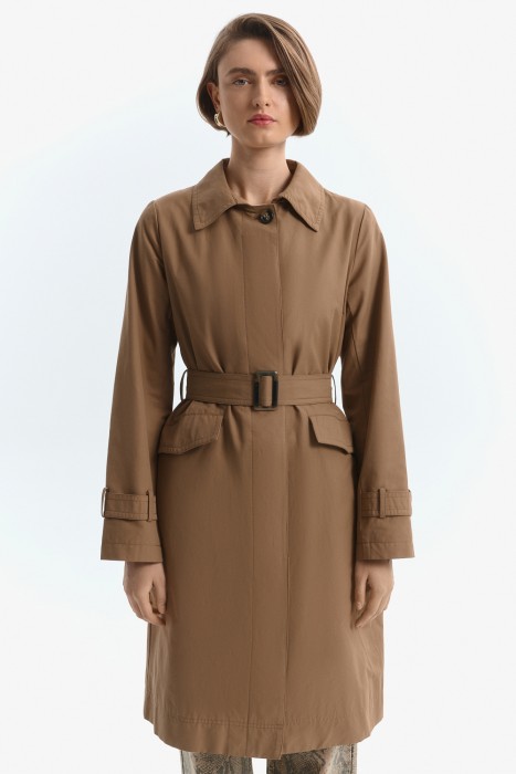 плащ с текстильным ремнем от бренда снежная королева вид слева