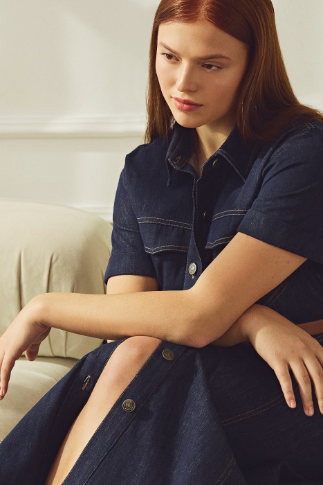 платье из денима от бренда снежная королева вид слева