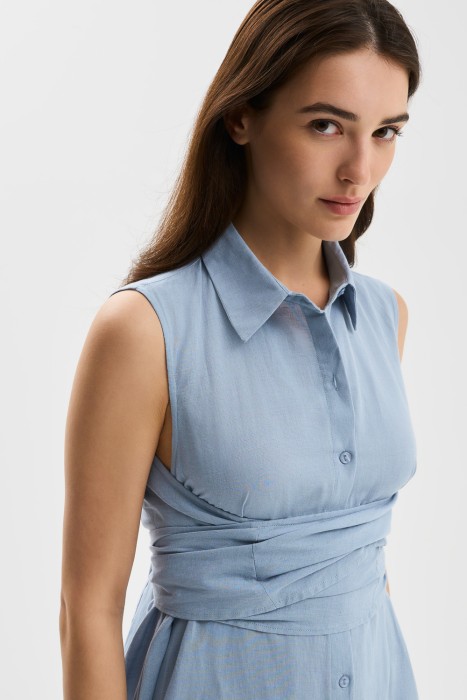 платье из хлопка и льна из россии вид сбоку