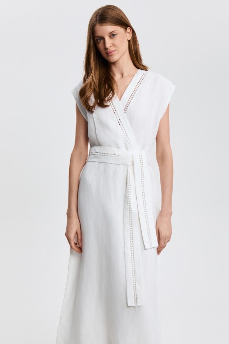 платье изо льна с поясом от бренда снежная королева вид слева