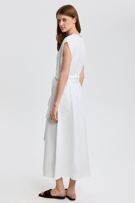 платье изо льна с поясом по цене 4620 руб вид справа