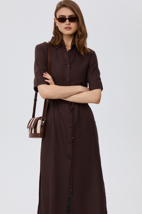 платье-рубашка с поясом 811841003 фотография