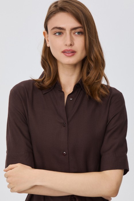 платье-рубашка с поясом из россии вид сбоку