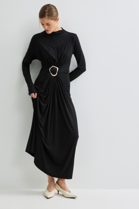 платье с драпировкой от бренда снежная королева вид слева