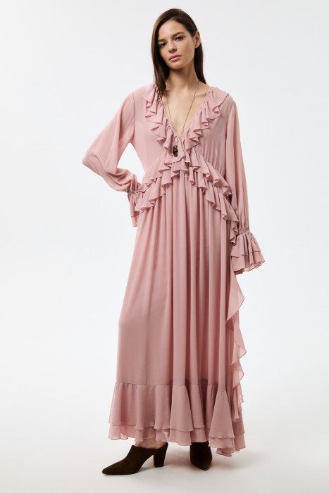 платье с рюшами из россии вид сбоку