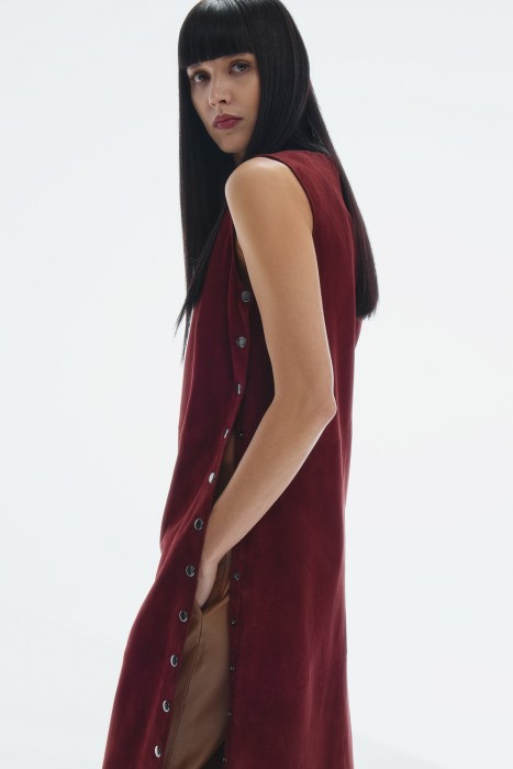 платье-туника из натуральной замши от бренда снежная королева вид слева