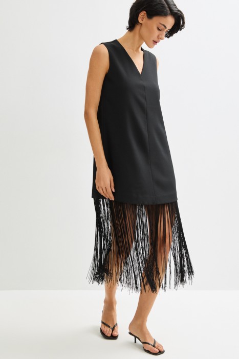 платье-туника с бахромой из россии вид сбоку