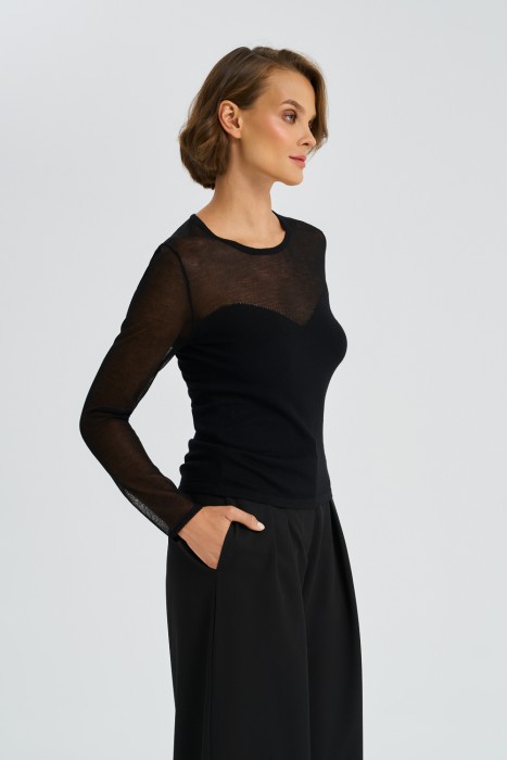 полупрозрачный джемпер из тонкого трикотажа по цене 1040 руб вид справа