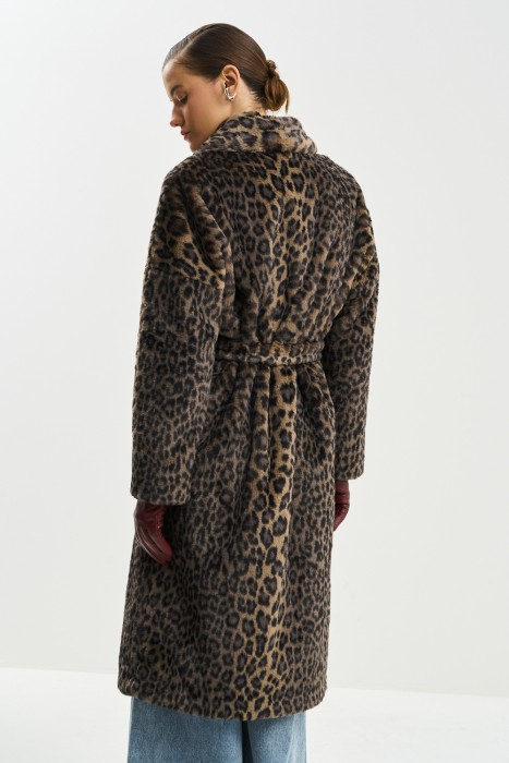 полушерстяное пальто анималистичной расцветки по цене 9040 руб вид справа