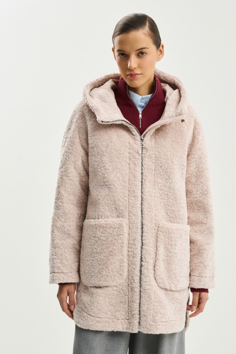 полушерстяное пальто с капюшоном по цене 9110 руб вид справа