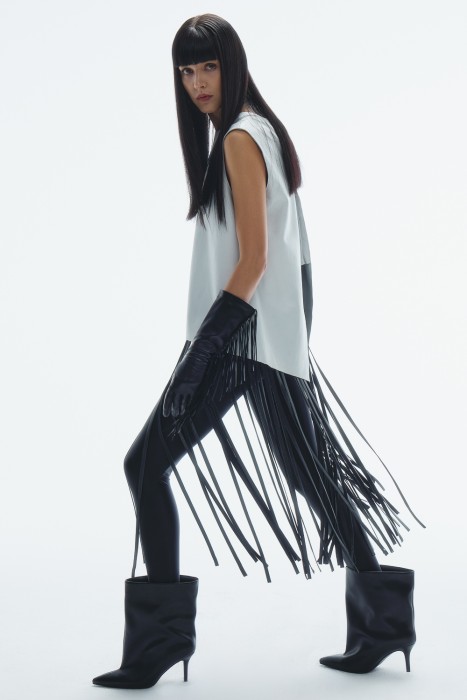 пояс с бахромой из натуральной кожи из россии вид сбоку