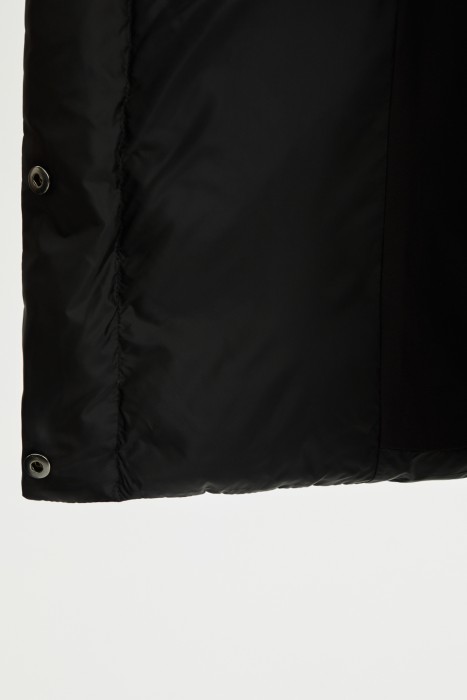 пуховая куртка с поясом из россии вид сбоку