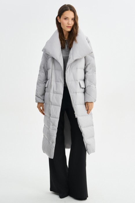 пуховик с ассиметричной застежкой из россии вид сбоку