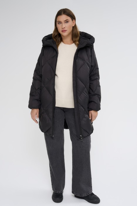 пуховик с капюшоном от бренда снежная королева вид слева