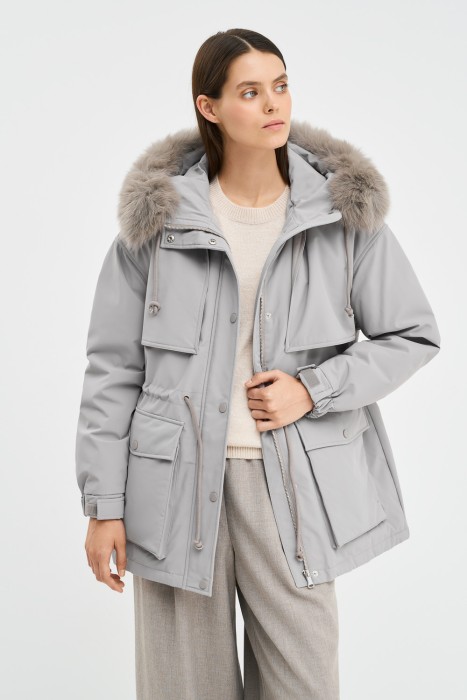 пуховик с капюшоном 774071003 фотография