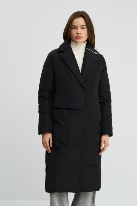 пуховик с капюшоном от бренда снежная королева вид слева