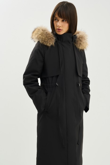 пуховик с капюшоном от бренда снежная королева вид слева