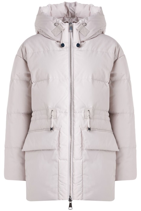 пуховик с капюшоном из россии вид сбоку