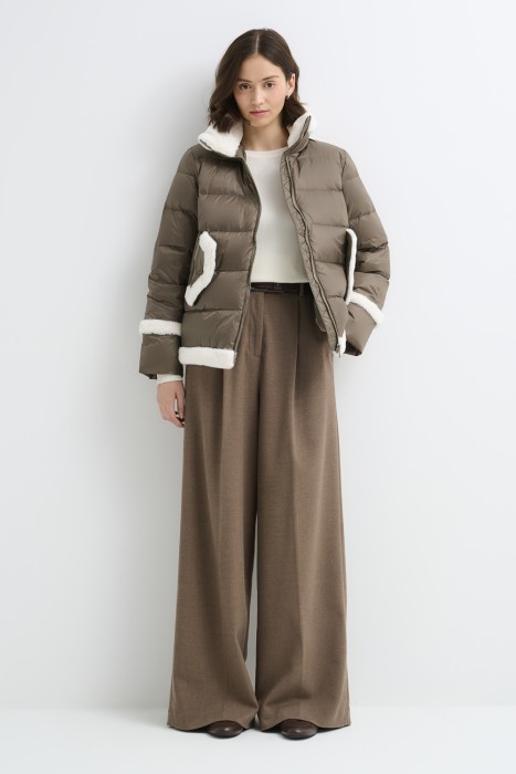 пуховик с отделкой меховой тканью 715347003 фотография