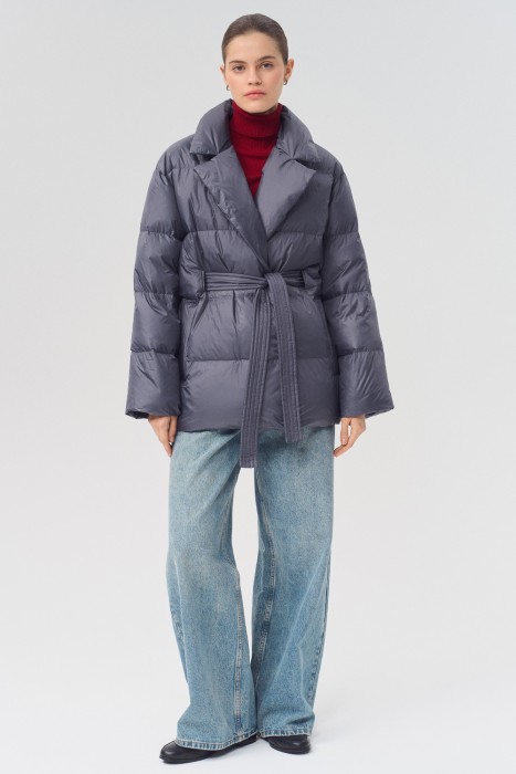 пуховик с поясом 781062003 фотография