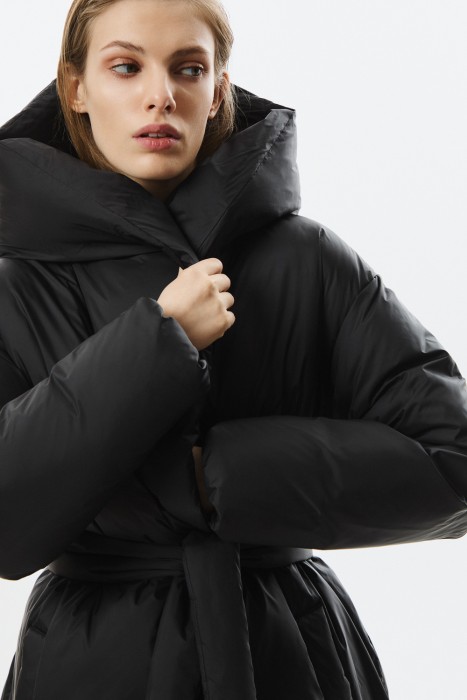 пуховик с поясом 808591003 фотография