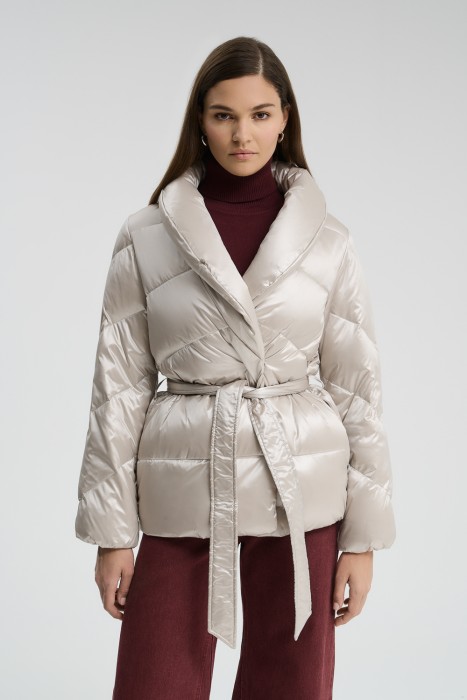 пуховик с поясом 728335003 фотография