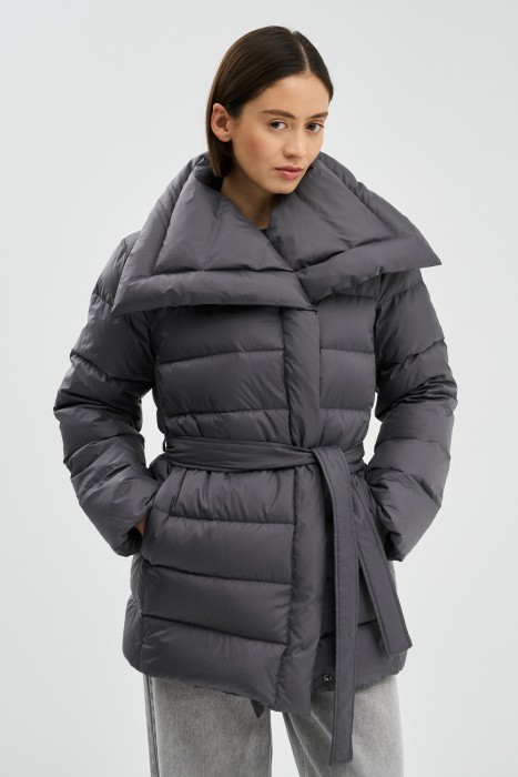 пуховик с поясом 772358003 фотография
