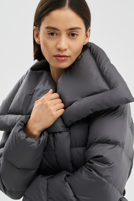 пуховик с поясом из россии вид сбоку