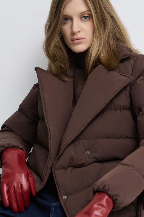 пуховик с поясом 724484003 фотография