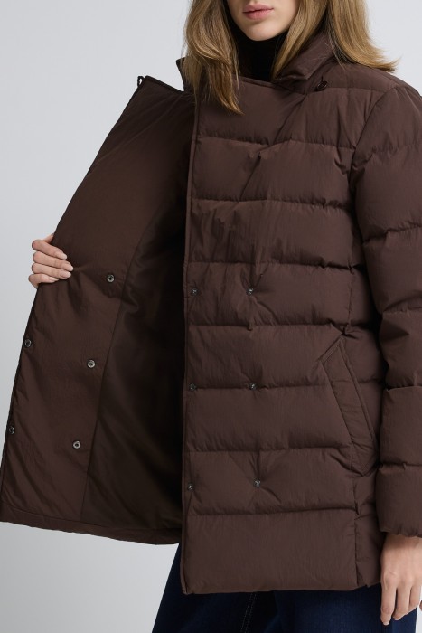 пуховик с поясом из россии вид сбоку