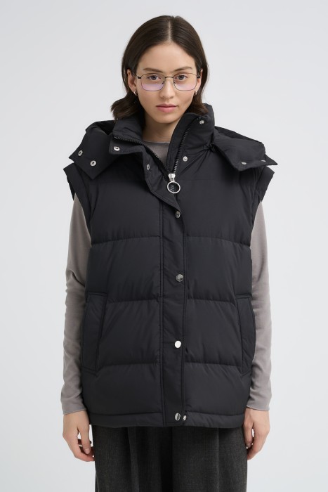 пуховик со съемными рукавами из россии вид сбоку