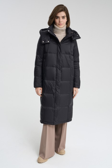 пуховое пальто с капюшоном 722274003 фотография